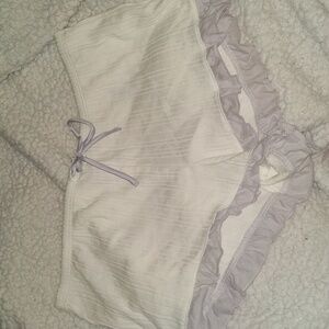 Victoria Secret white pajama purple drawstring bottoms. Size XS. Like New
